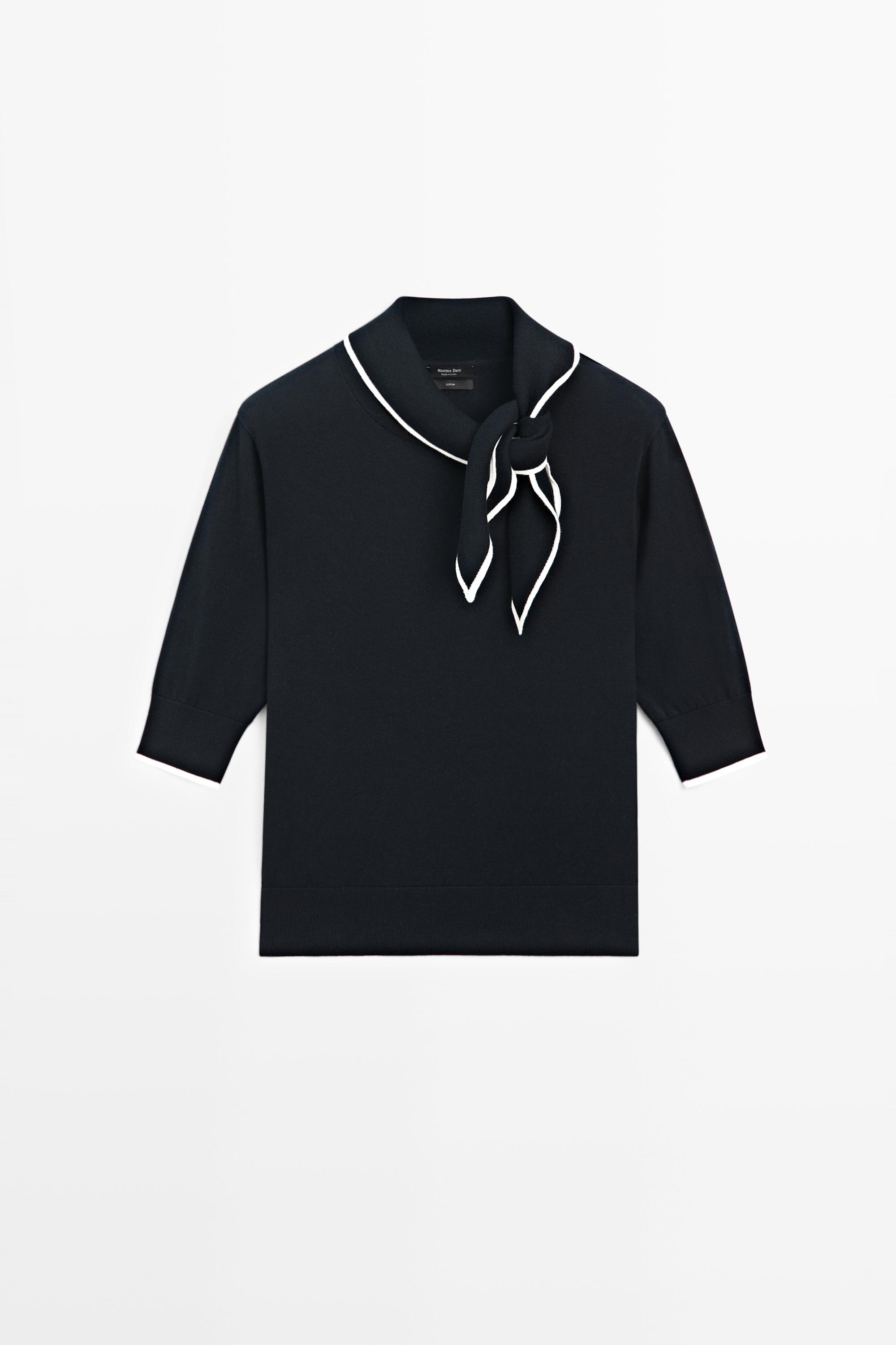 Pull en maille 100 % coton avec détail foulard